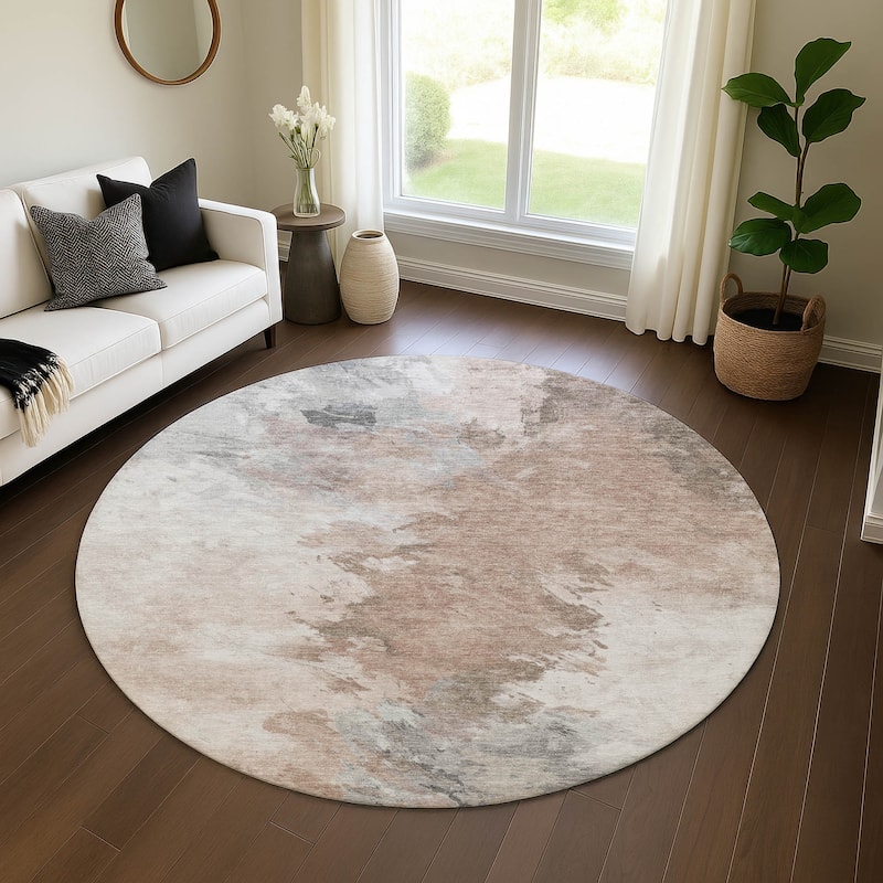 Premium Washable Super Soft Abstract Modern Mayfield Rug - Mocha - 8' x 8'