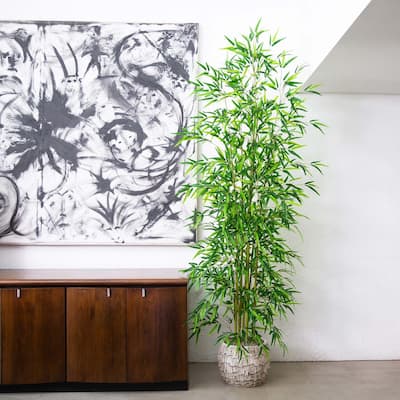 Potted Bamboo Artificial Tree - 8' - Green