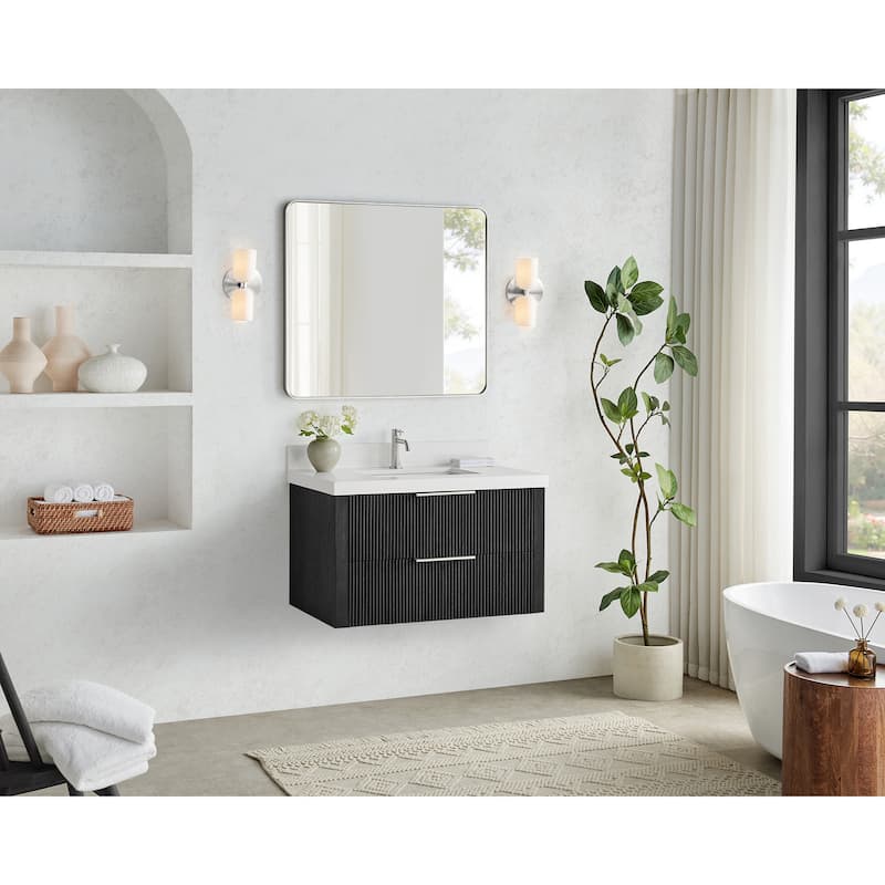 Barcelona Floating Bath Vanity with Quartz Stone Top without Mirror