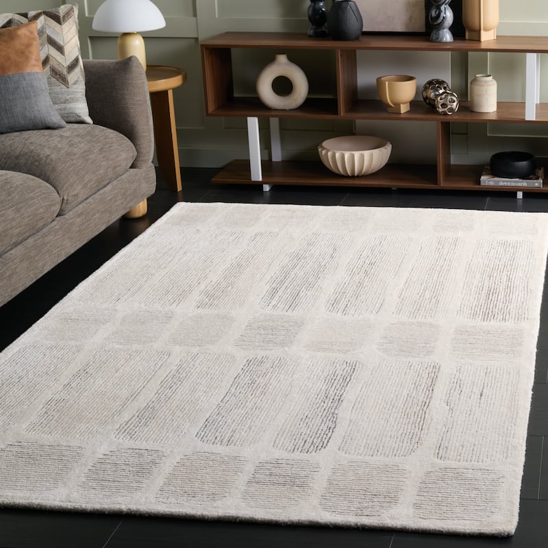 SAFAVIEH Handmade Metro Shmuela Wool Rug - Ivory/Grey - 6' Square