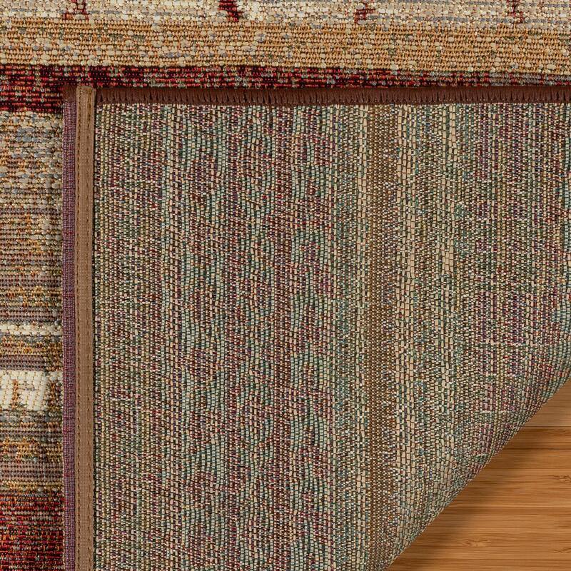 Gertmenian Lux Fuego Casual Red Brown Ombre UV Protected Fade Resistant Polypropylene Flatweave Indoor/ Outdoor Area Rug, 5x8