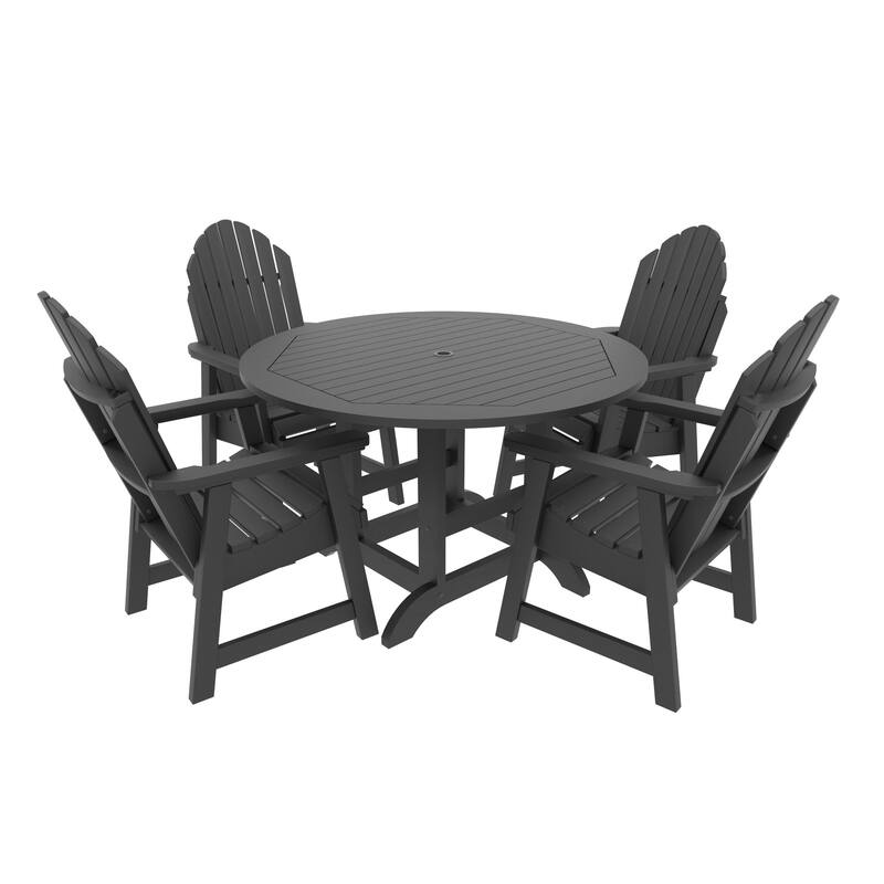 HIGHWOOD Commercial Muskoka 5-Piece Adirondack 48" Dining Set - Black