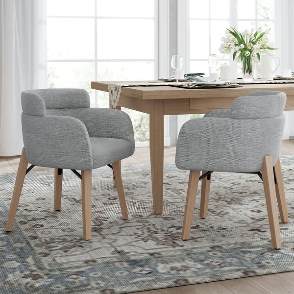 slide 2 of 25, Modern Upholstered Solid Wood Dining Chair With Arms (Set of 2)
