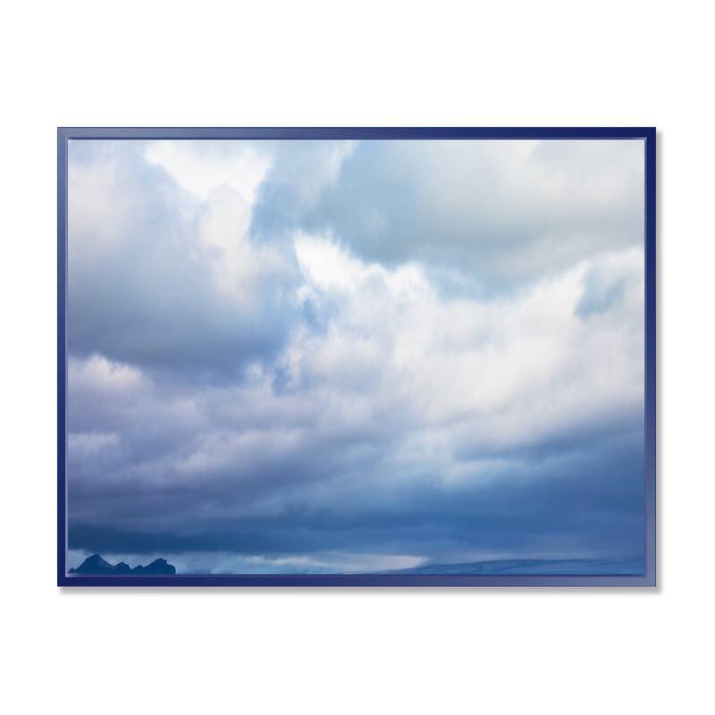 Designart "Stretch of Land under Blue Sky" Landscape Artwork Print on Framed Canvas
