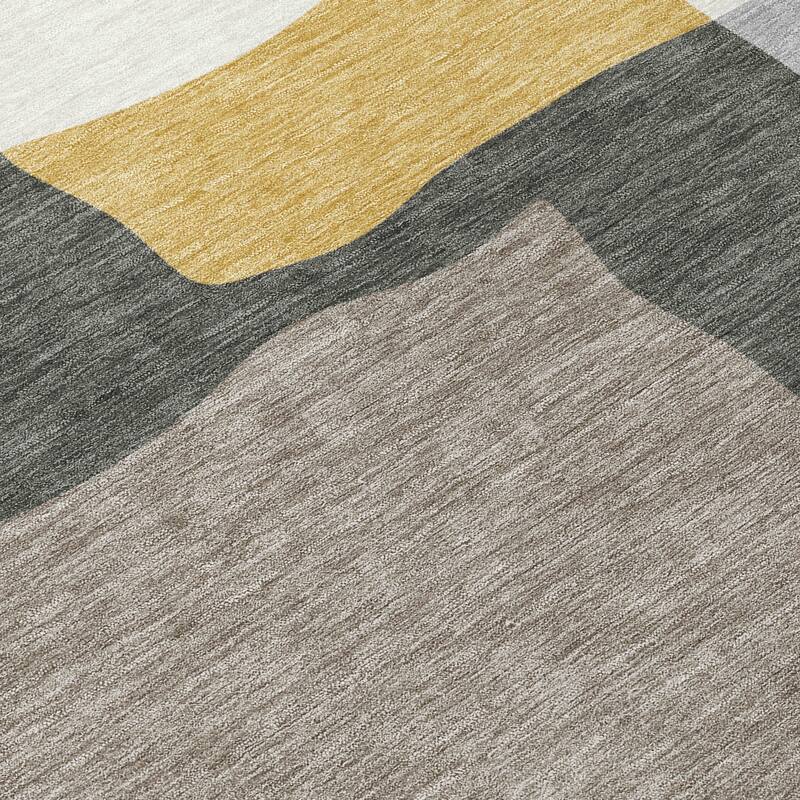 Machine Washable Indoor/ Outdoor Contemporary Blox Chantille Rug