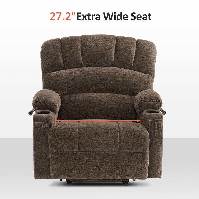 MCombo Power Lift Recliner Chair with Massage and Heat for Big Elderly People, Fabric R7092 (Large-Wide)