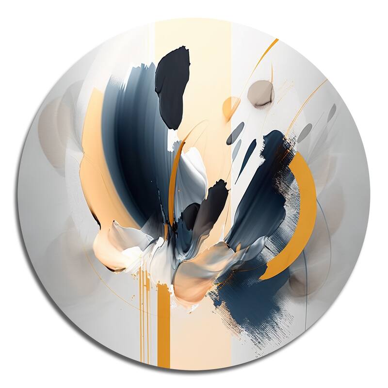 Designart "Abstract Flower Painting" Abstract Metal Round Wall Art