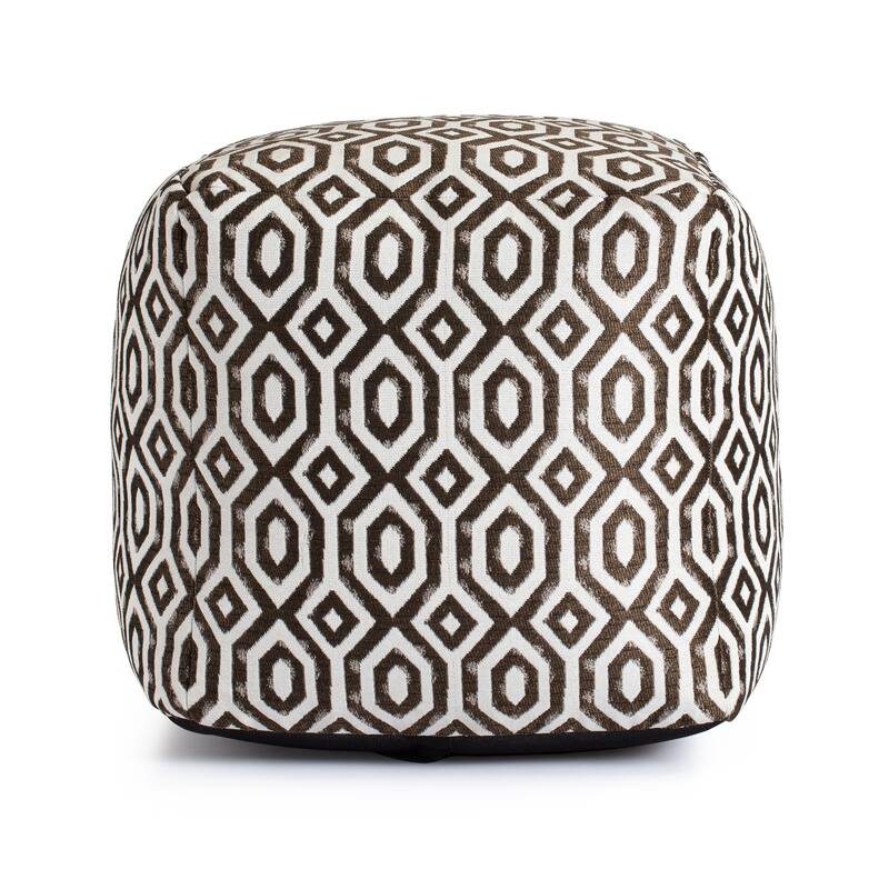 Jani Zuma Indoor/Outdoor 18" x 18" Square Pouf Ottoman - Brown