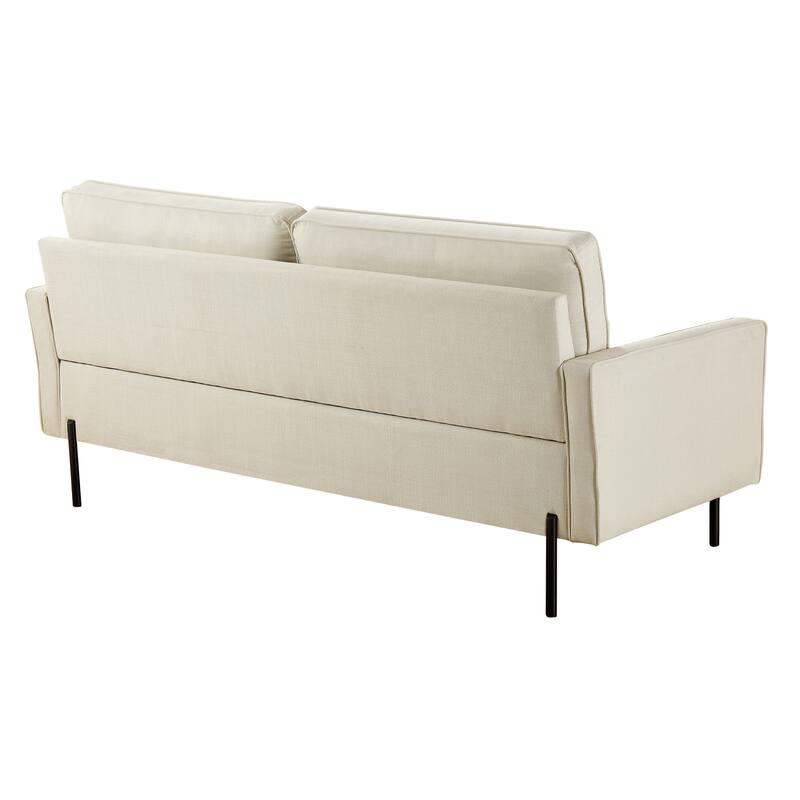 Snowhill 71''W Modern Linen Sofa, 3-Seater, Matte Black Metal Legs