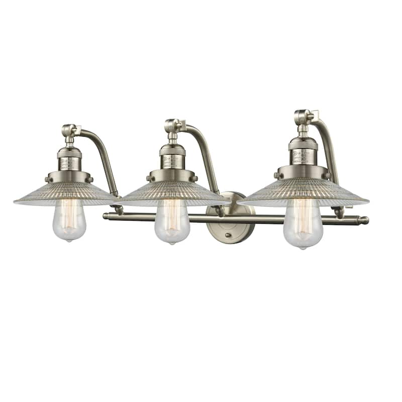 Innovations Lighting Halophane 3 Light 28" Wide Bathroom Vanity Light - Satin Brushed Nickel / Halophane