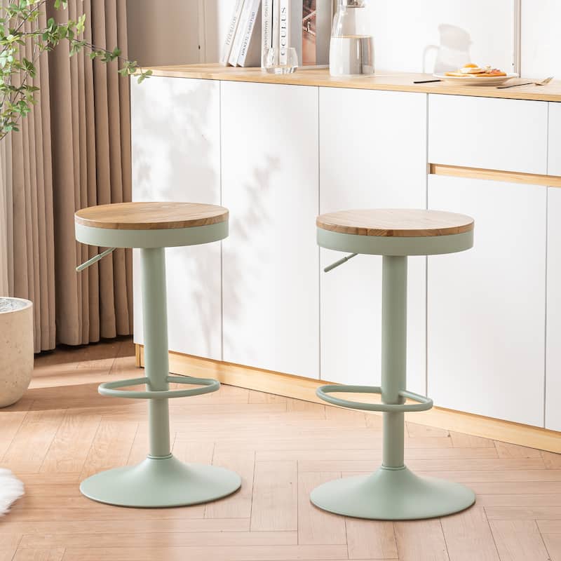 Adjustable Swivel Bar Chairs Backless Round Barstools Set of 2