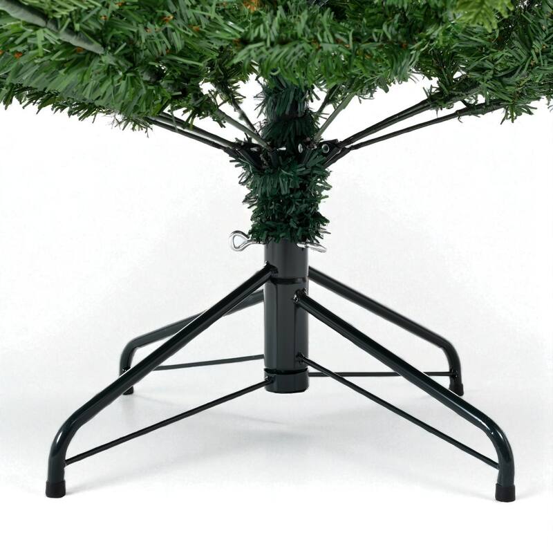 7ft Unlit Artificial Christmas Tree with Hinged Branches, Mixed PE PVC Tips and Metal Base