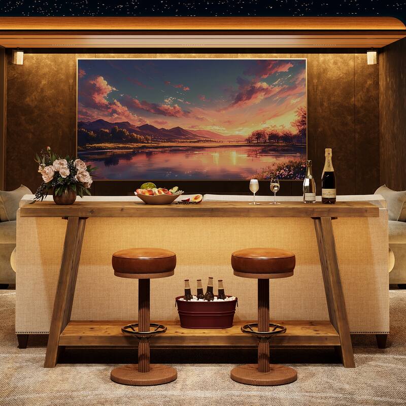 70.9" Solid Wood Console Table 2-tier Narrow Long Sofa Table