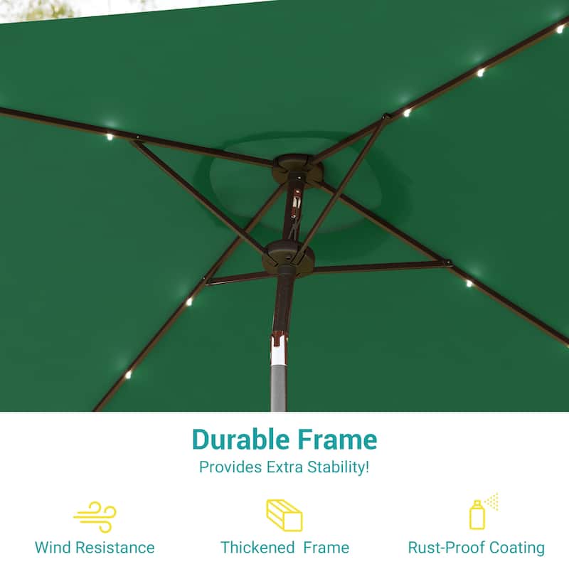 BONOSUKI 6.5x6.5Ft LED Patio Market Umbrella Weather-Resistant Frame
