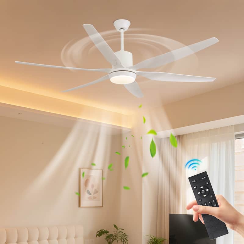 66 in. Modern Downrod Mount Ceiling Fan with LED Light, 6 ABS Blades, DC Motor, Remote Control