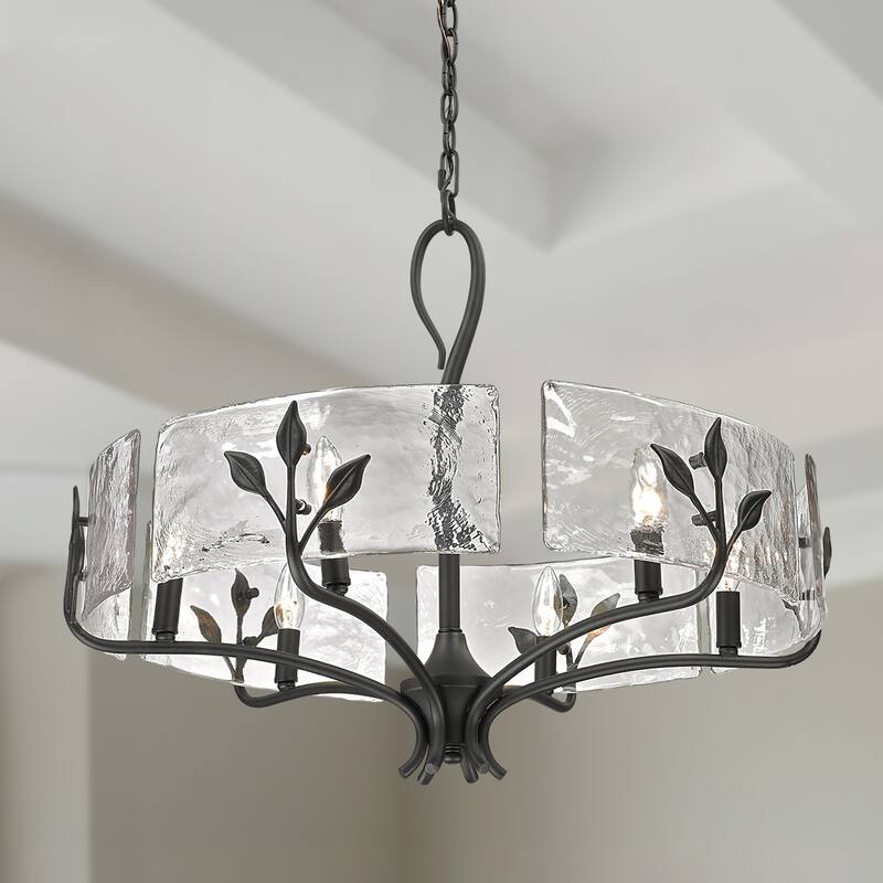 Calla 27.75" Wide 6-Light Chandelier with Hammered Water Glass