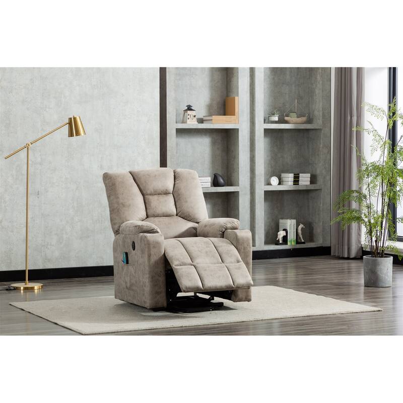 Microfiber Power Motion Heating Message Recliner with USB Charge Port