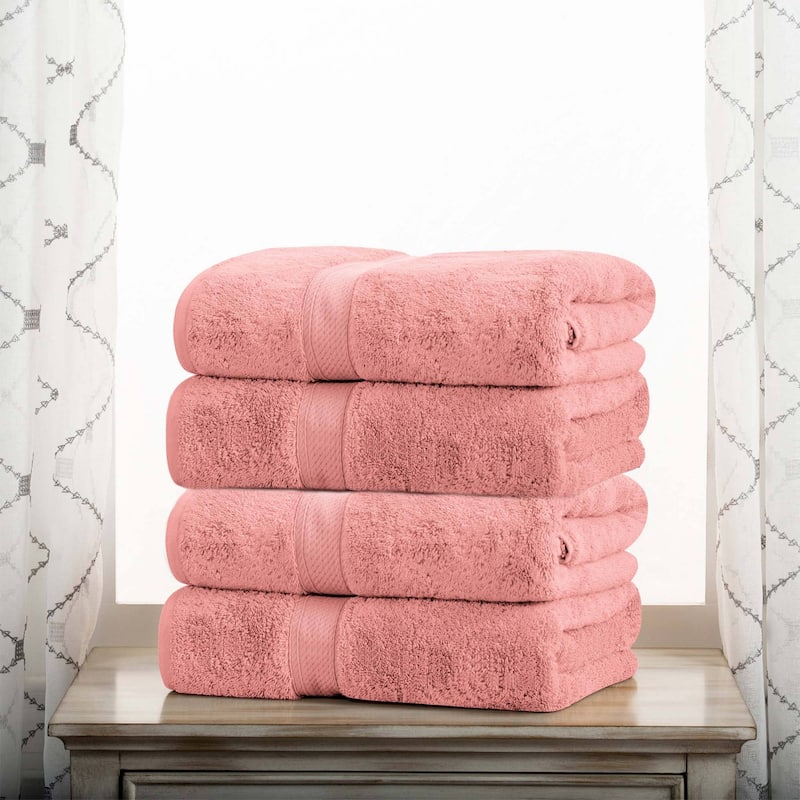 Superior Egyptian Cotton Pile Heavyweight Bath Towel Set of 4 - Tea Rose Pink