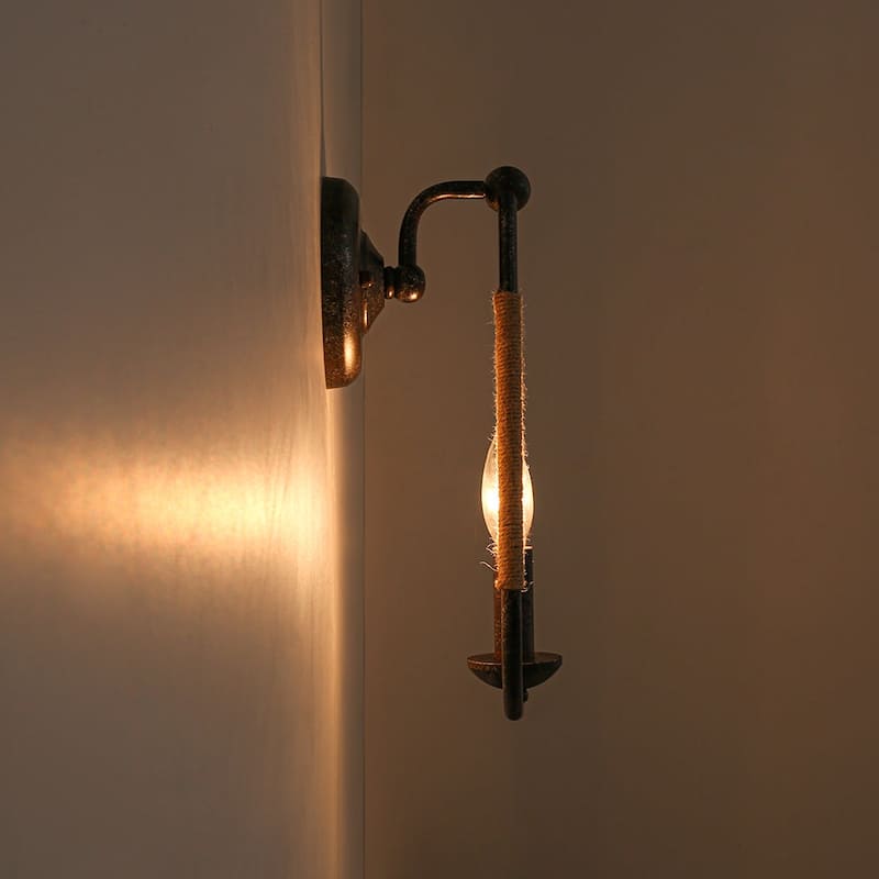 Rustic Hemp Rope Candle Style Single Wall Sconce