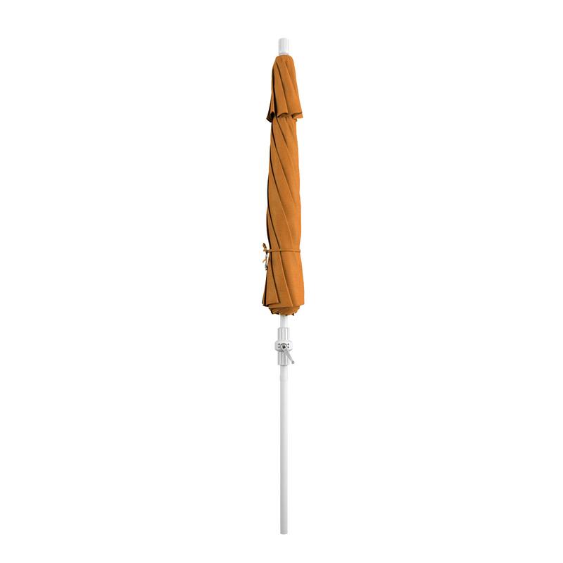 California Umbrella 9' Rd.Crank Lift, Collar Tilt, Aluminum Pole, Fiberglass Rib Patio Umbrella, White Finish, Sunbrella Fabric