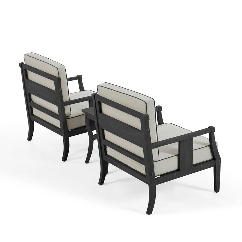 3-Piece Solid Teak Outdoor Patio Furniture Set Armchairs & Storage Table