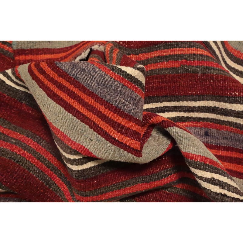 Hand Woven Oriental 100% Wool Carpet Southwestern Geometric Multi-Colored Kilim Area Rug - 10' 4'' X 5' 4''