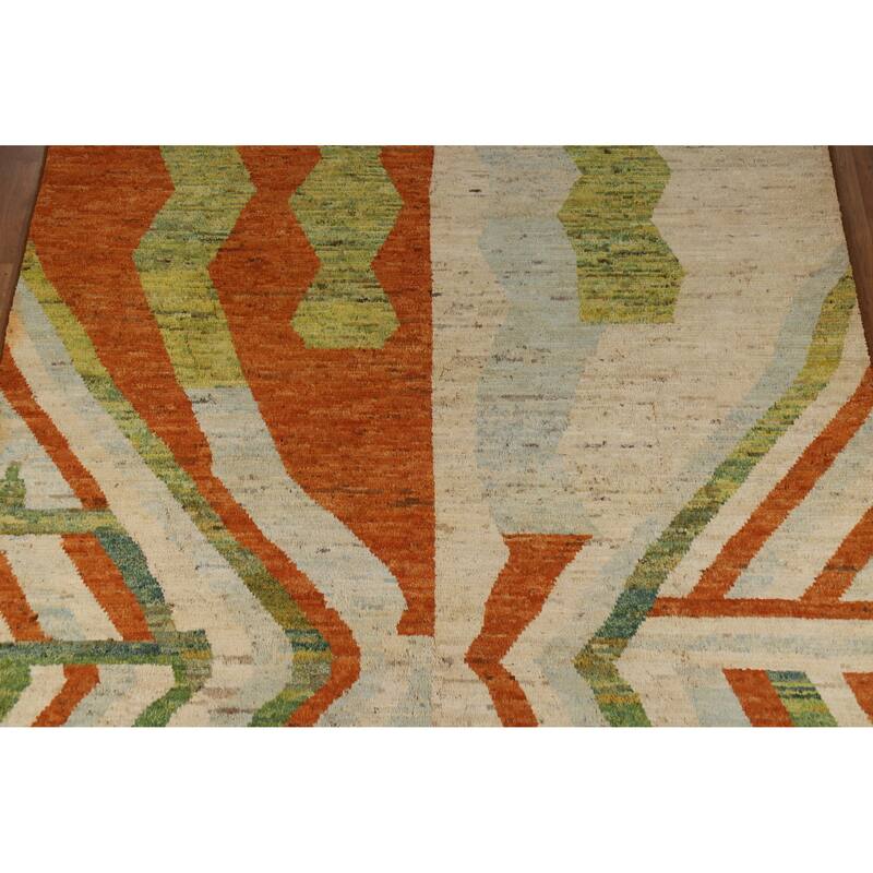 Moroccan Oriental Rug Hand-Knotted Bedroom Wool Carpet - 8'5" x 9'10"