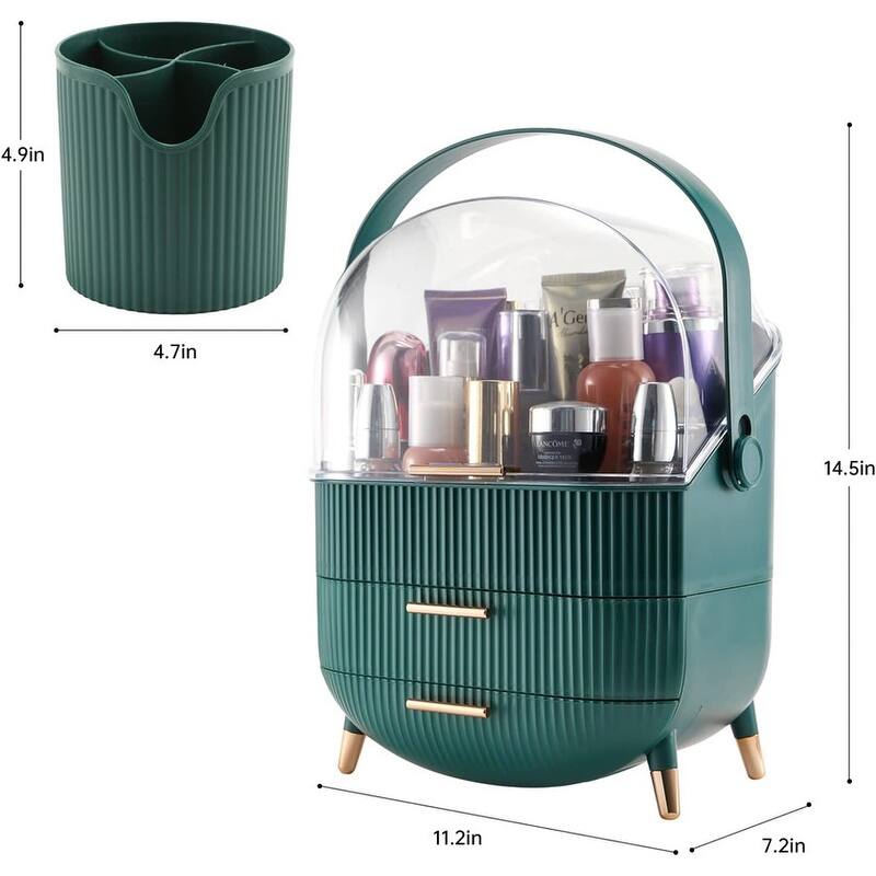 Makeup Organizer,Cosmetics Display Case With 2-Layer Storage Box - 11.2*7.2*14.5in,