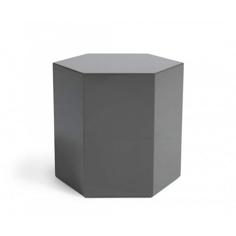 13 in. Gray Hexagon Wood End Table, Sturdy Build End Side Table for Living Rooms