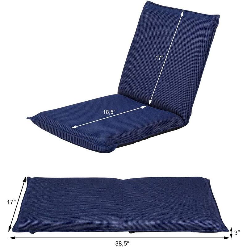 6-Position Floor Chair with Steel Pipe Frame and Breathable Mesh Thick Sponge Portable Design - 39.5" x 18" x 3"