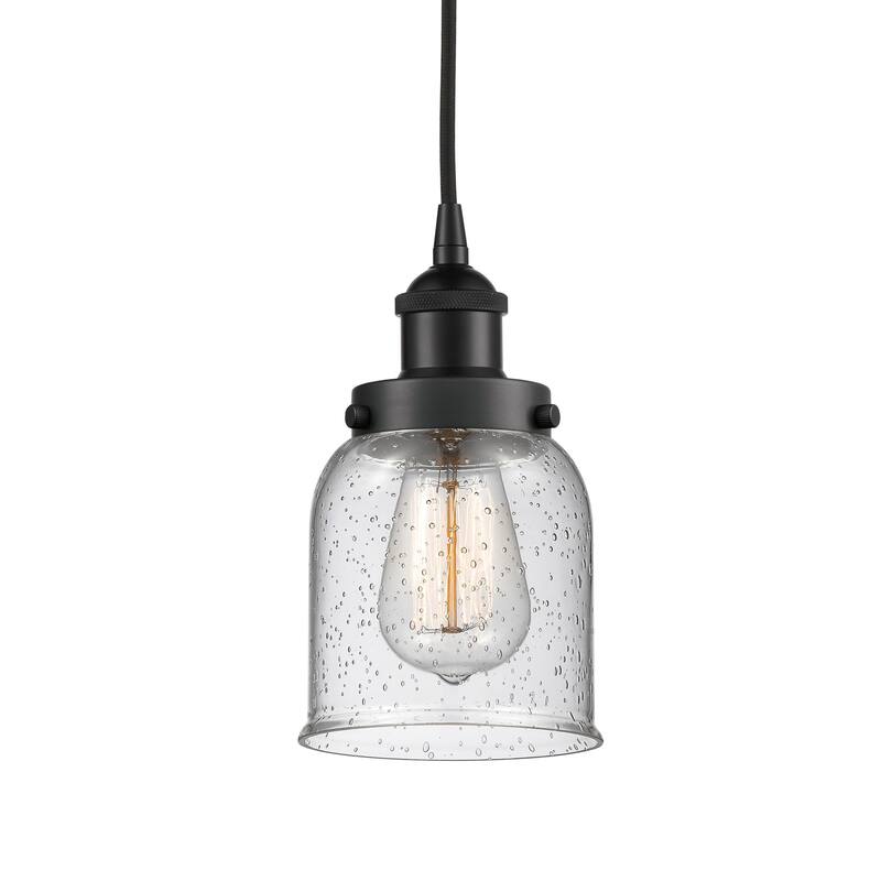 Innovations Lighting 616-1PH-10-5 Bell Pendant Bell 5" Wide Mini - Matte Black / Seedy
