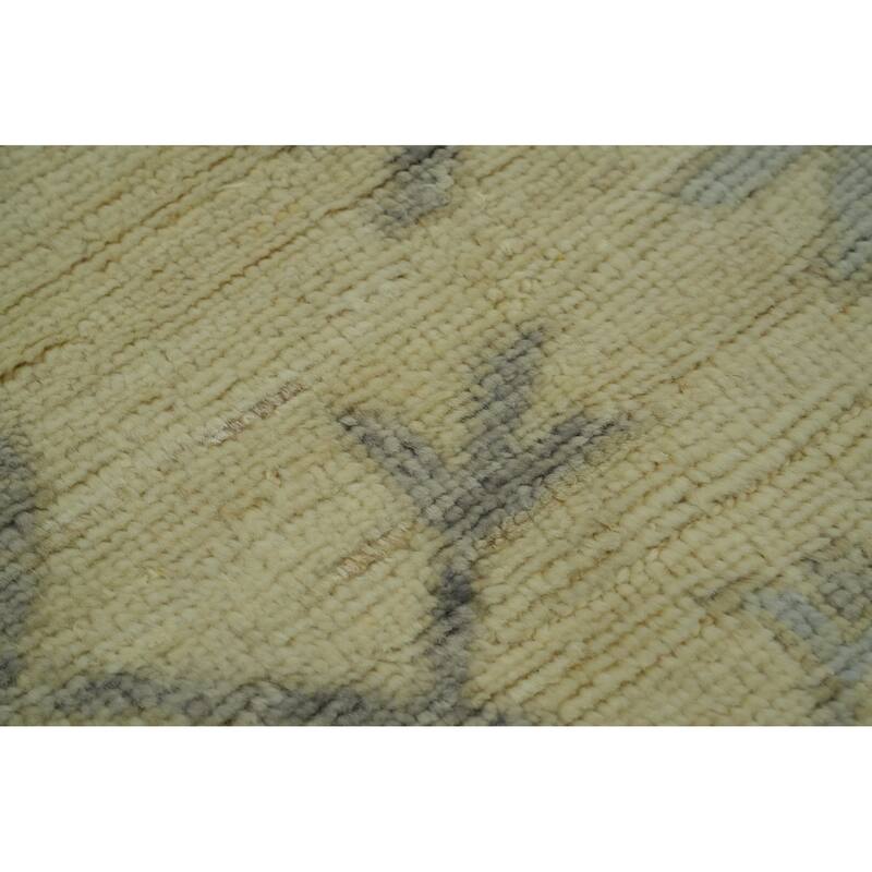 Handmade Wool Oushak Vegetable Dye Area Rug, Floral Geometric carpet - 11' 7'' X 9' 2''