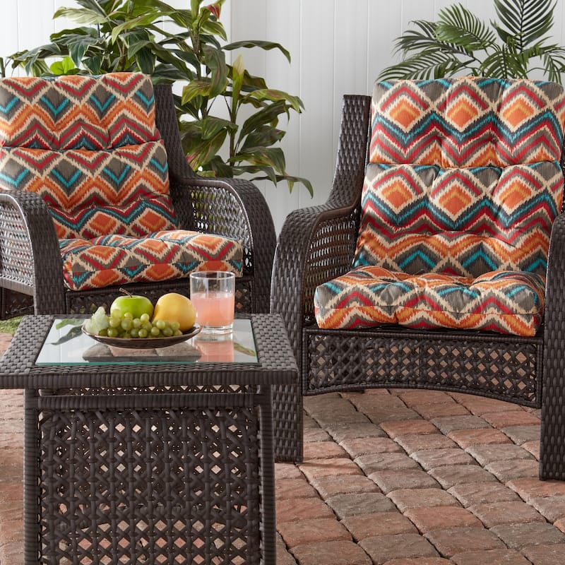 Global Multicolor 22-in x 44-in Outdoor High Back Chair Cushion (Set of 2) (Cushions Only)
