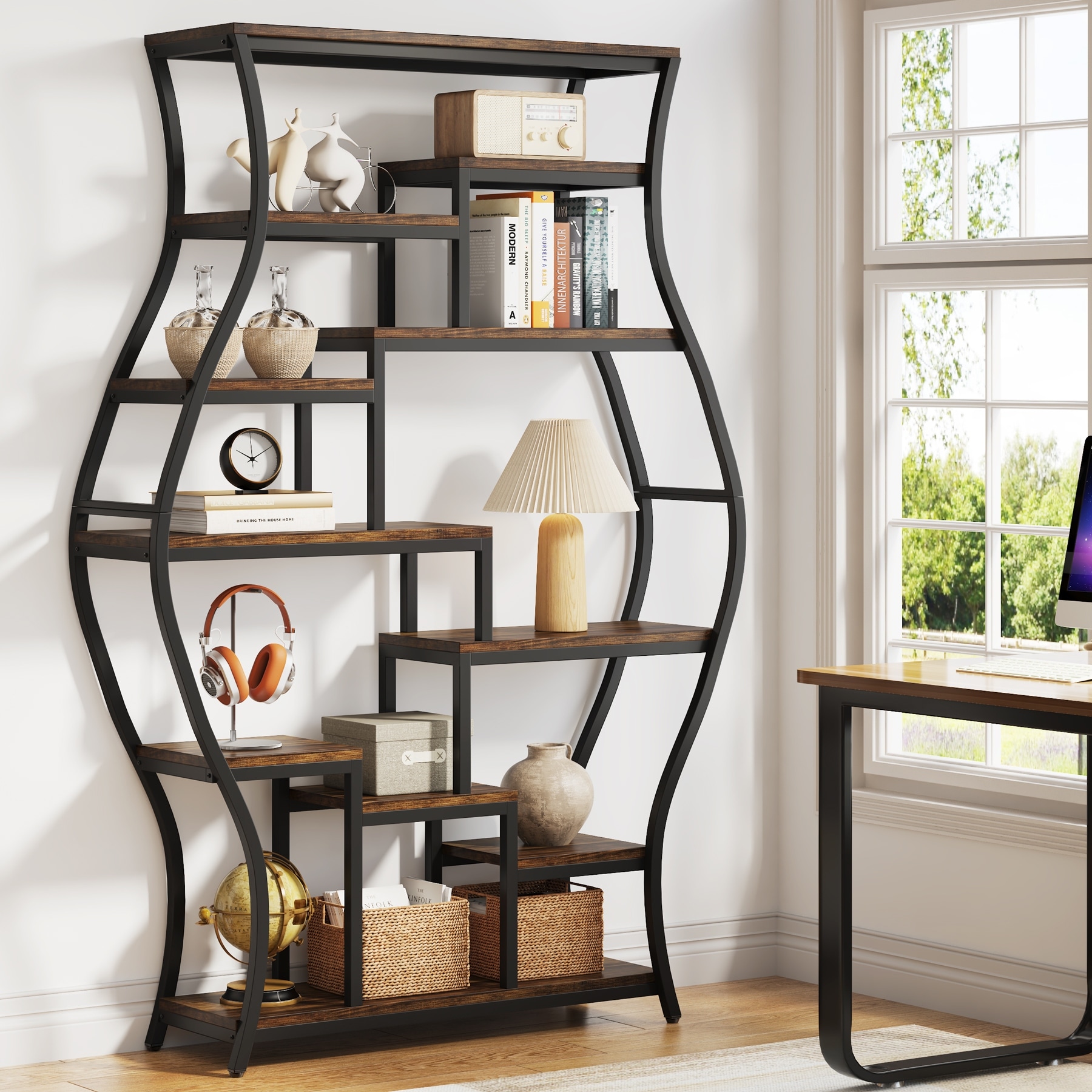 Staggered bookshelf deals