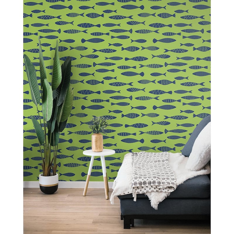 Seabrook Designs Bay Fish Unpasted Wallpaper