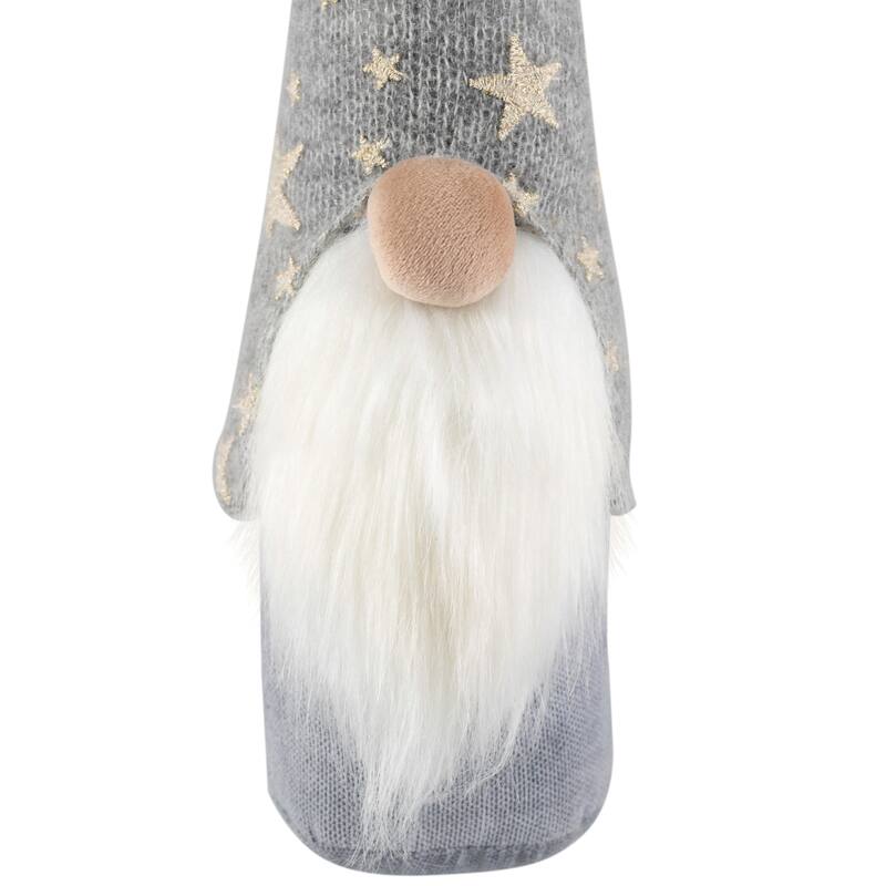 Gnome with Knitted Star Pattern Hat Christmas Figure - 17"