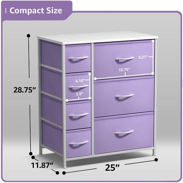 dimension image slide 8 of 11, Dresser w/ 7 Drawers, Furniture Storage & Chest Tower for Bedroom
