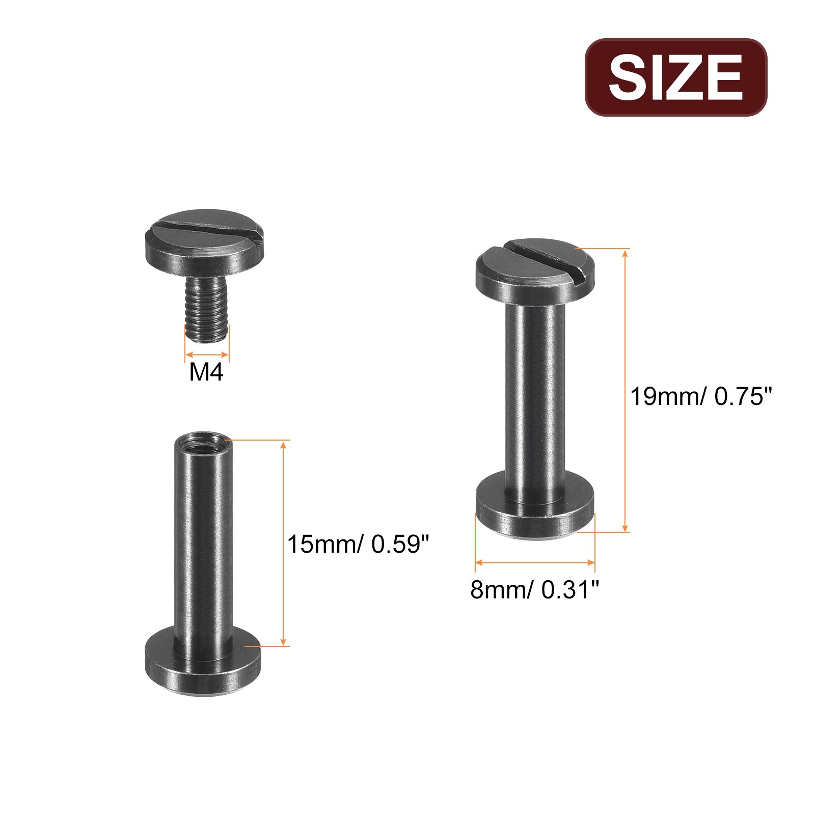 Brass Chicago Screws, Flat Head Screw Back Binding Post Nail Stud Rivets for Leather Craft Belt Strap