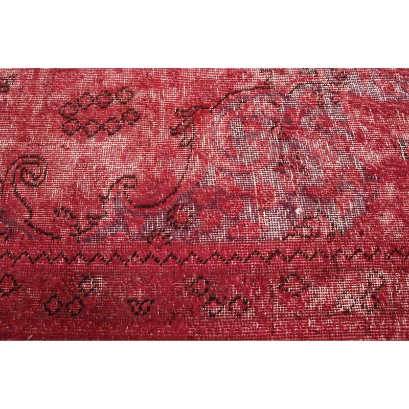 ECARPETGALLERY Hand-knotted Color Transition Dark Magenta Wool Rug - 5'8 x 9'0