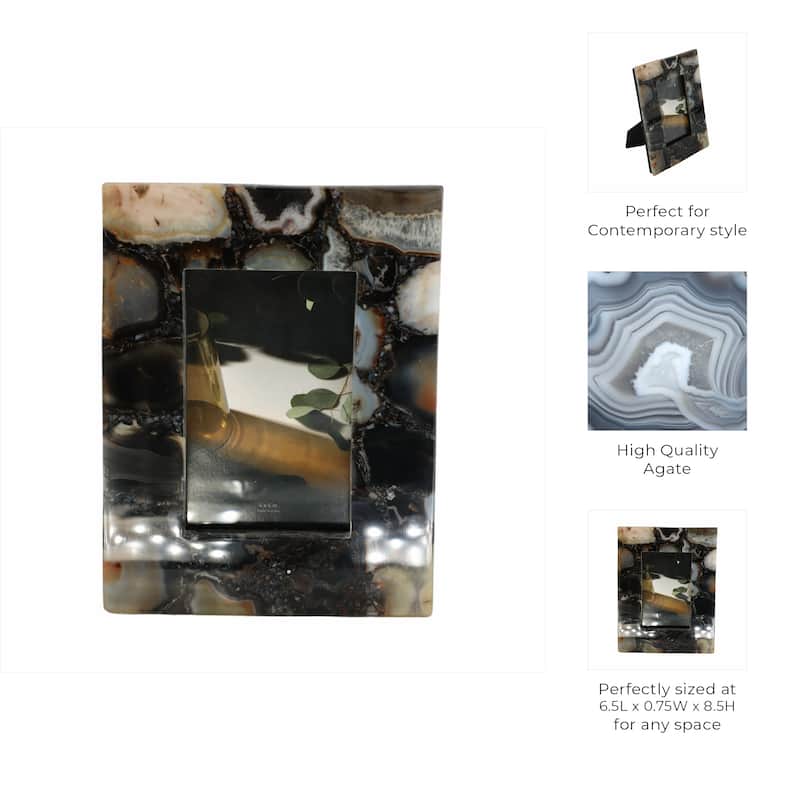 Stone Glass Photo Frame Contemporary Style Natural Textured Accents