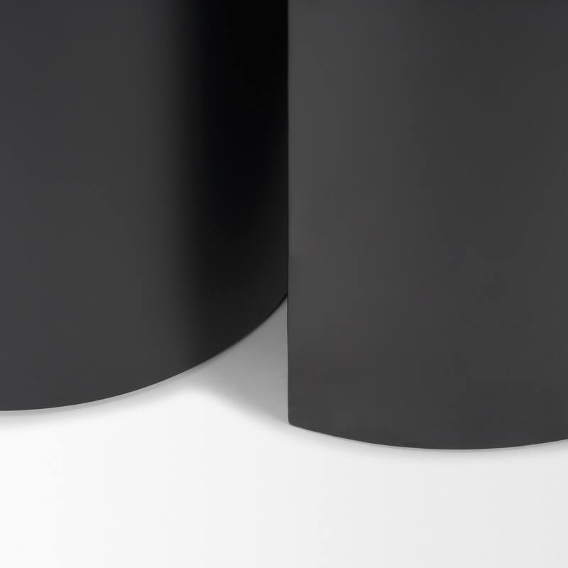 Varden Matte Black Metal w/ Dark Brown Wood Top Nesting Accent Tables