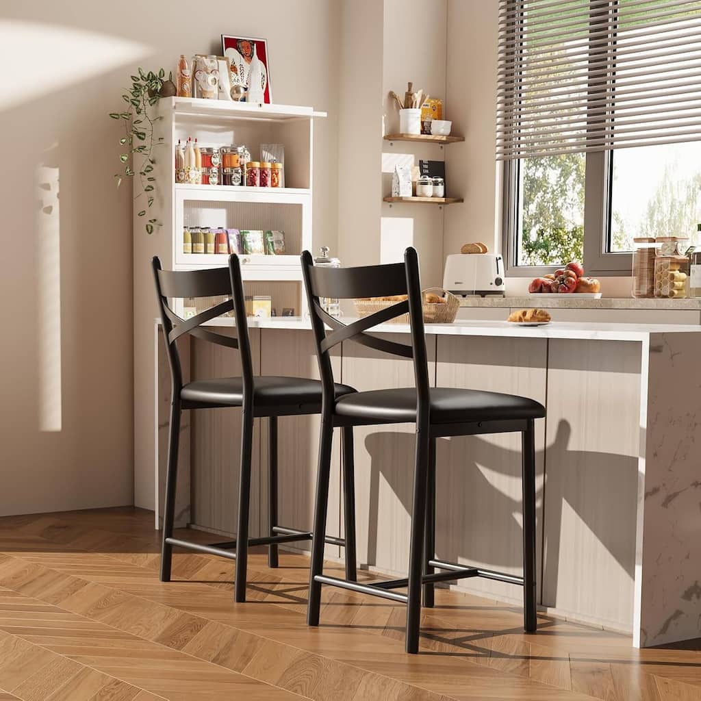 Modern 26" Counte Height Bar Stools for Kitchen Island, Black