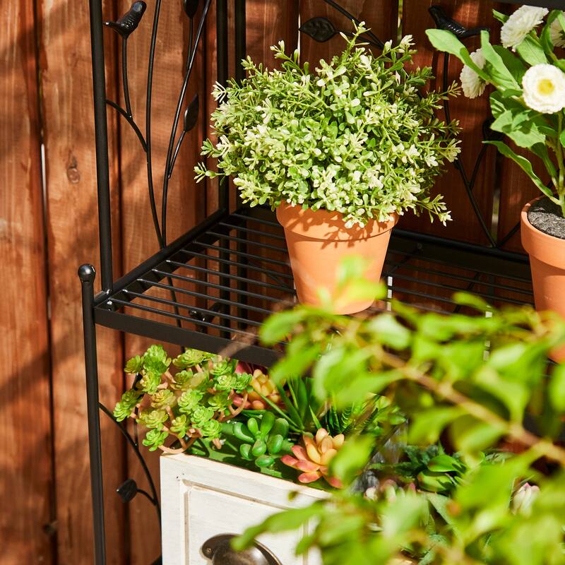 Glitzhome Multifunctional 3 or 4-Tiers Metal Plant Shelving Planter Stands Flower Pot Shelf One-step Fordable Design