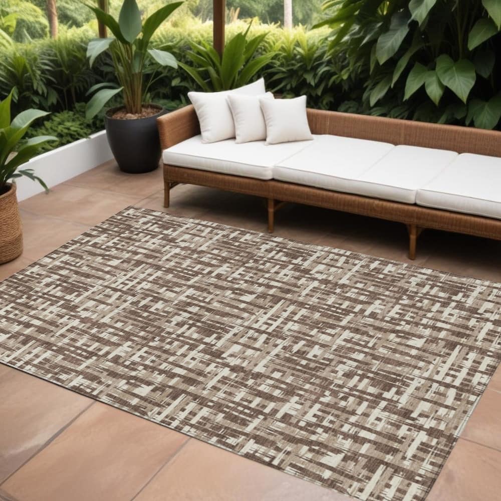 HomeRoots Abstract Transitional Rectangle Outdoor Rug