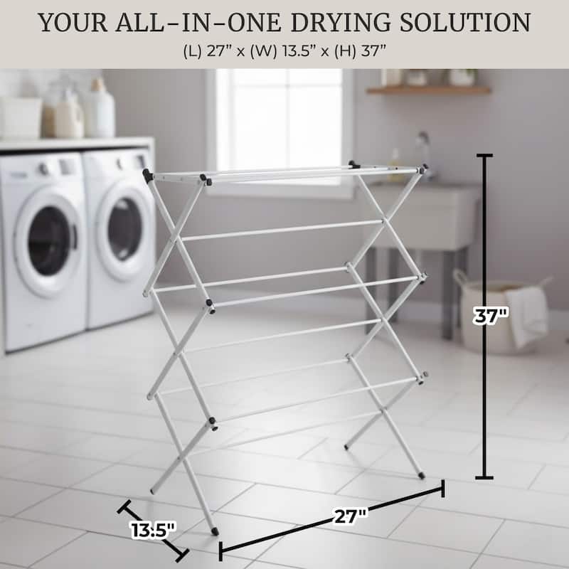Clothes Drying Rack - Collapsible and Compact for Indoor/Outdoor Use by Lavish Home (White)