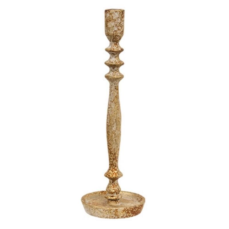 Distressed Gold Finish Candle Stick - 12"H - Multi - 12"