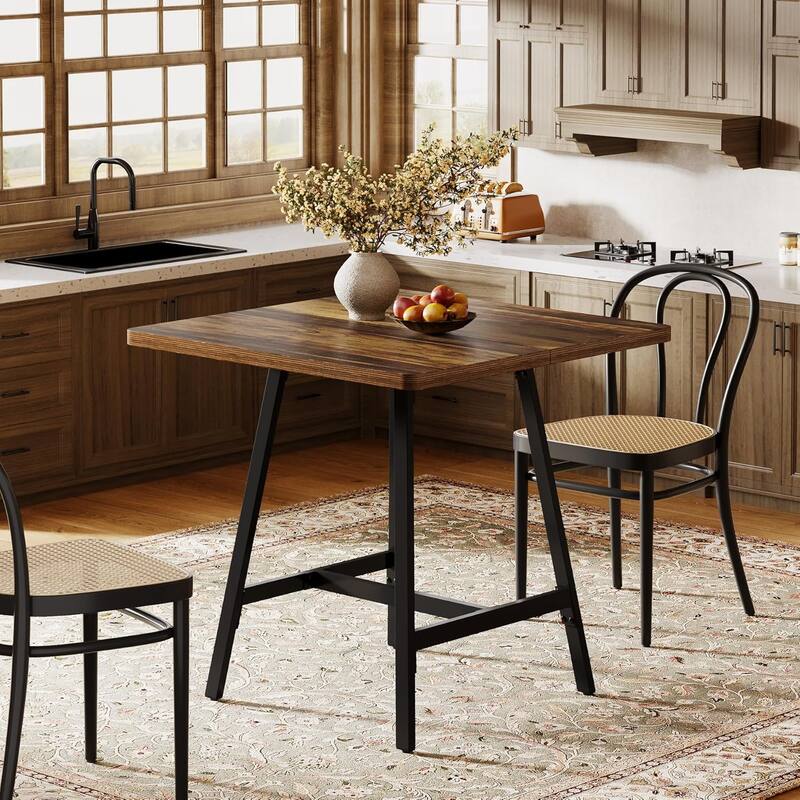 31.1" Square Industrial High Top Bar Pub Table, Small Kitchen Dining Table - 31.1" W × 31.1" D × 35.43" H