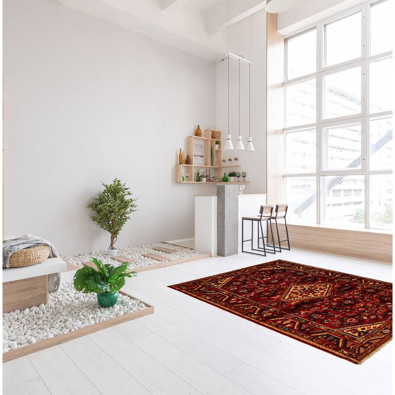 ECARPETGALLERY Hand-knotted Andelz Red Wool Rug - 4'2 x 7'1