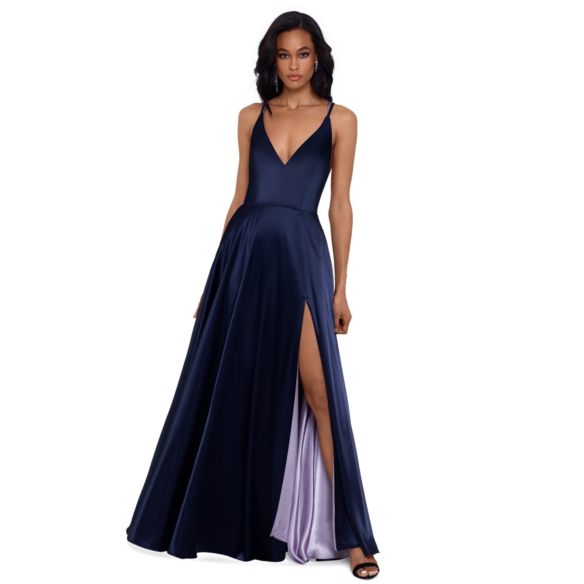 Betsy & Adam Womens Tie-Back Gown Fit & Flare Dress - Overstock - 41854343