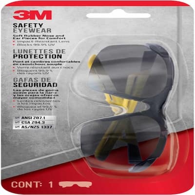 3M Anti-Fog Classic/Sleek Safety Glasses Gray Lens Black/Yellow Frame 1 ...